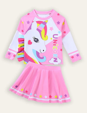 Unicorn Print Swimsuit Set